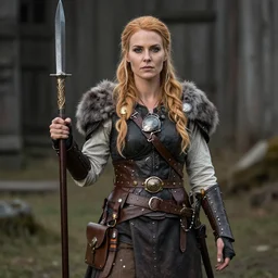photo of a real-life steampunk female viking