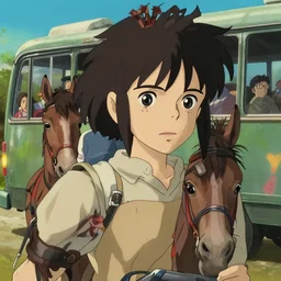 a horse - drawn bus race, with several spectators, studio lighting delicate features finely detailed perfect face directed gaze, gapmoe yandere grimdark, trending on pixiv fanbox, painted by greg rutkowski makoto shinkai takashi takeuchi studio ghibli