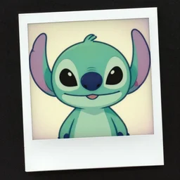 cute distressed polaroid of a cute alien smiling at camera, artstation 8 k very very very beautiful