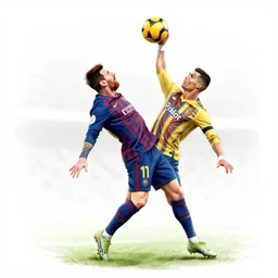 Messi dunking on Ronaldo, illustration, sketch