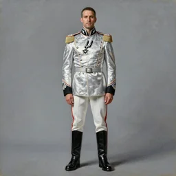full body portrait of the dictator of the san antonio spurs, 1 8 8 9, in full military garb, silver, black, white, oil on canvas by william sidney mount, trending on artstation