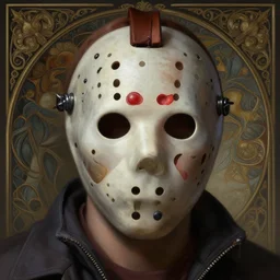 portrait of jason voorhees, deep focus, d & d, fantasy, intricate, elegant, highly detailed, digital painting, artstation, concept art, matte, sharp focus, illustration, hearthstone, art by artgerm and greg rutkowski and alphonse mucha