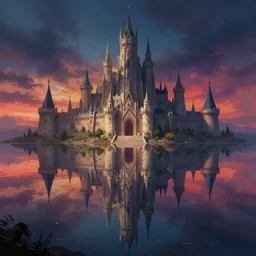 the grand castle of doom in the background, art by greg rutkowski, digital art, trending on artstation, symmetry!!, epic composition, wide angle shot, colorful dark skies