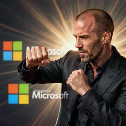 Jason Statham punching Microsoft in the face