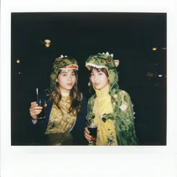 7 0 s poloroid photography of drunken night out dressed in dinosaur costumes cfg = 1 0