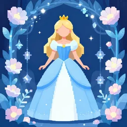 princess of the ice flower garden. heavily stylized pixel art piece by award - winning pixel artist, ( ( watercolor ) ), cinematic lighting, 6 4 bit, minimalism, alphonse mucha, clamp.