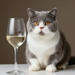 photo british shorthair cat with wine glass
