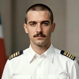the famous pilot francesco baracca, with small mustaches, with a buzzcut, in regia areonautica's uniform, holding a plushie, perfect face, made by a early century photographer