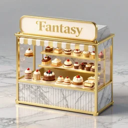 Fantasy dessert marketplace in marble and gold, digital art, trending on artstation
