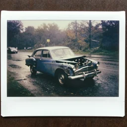 rare polaroid picture of the car rain disaster, 1 9 2 0, colorized