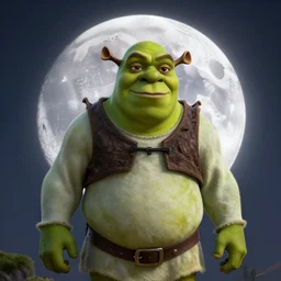 shrek as a moon, volumetric light, detailed, establishing shot, an epic fantasy, cinematic, photorealistic, ultrarealistic, trending on art station, octane render