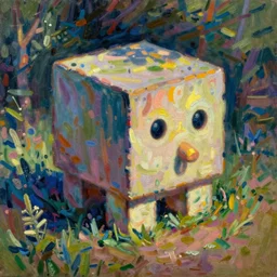 beautiful painting of a companion - cube!!!!!!!!, art by monet, rhads, renoir, degas
