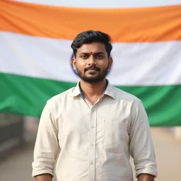 Chad in front of Indian Flag