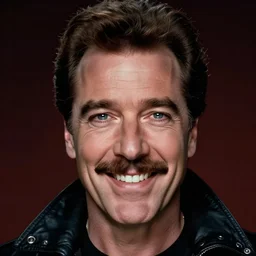 Weird al Yankovic with his mustache as Rick Deckard on blade runner 1982, smiling, wide angle lens, movie still, in color, movie frame, detailed face, symmetrical face, 4k
