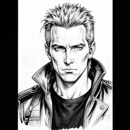 henry rollins, portrait, cyberpunk 2 0 2 0 manual, by steampoweredmikej, by tim bradstreet, inktober, ink drawing, black and white, coloring pages, manga, highly detailed