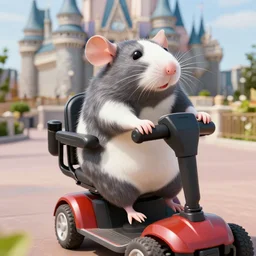 a morbidly obese rat!!!!!!!!!!!!!!!!!!!!!!!!!!!!!!!!!!!!!!!!!!!!!! riding a mobility scooter at disneyworld, photo