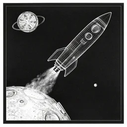 a blueprint of how to send a pizza to the moon with a rocket