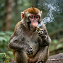 monkey smoking canabis
