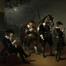 The Night Watch by Rembrandt van Rijn but everyone is on their phone