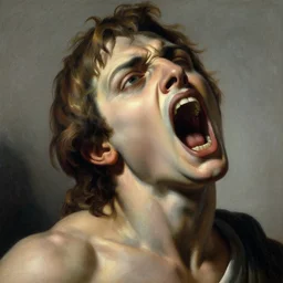 screaming man, high detail painting by michelangelo