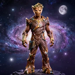 groot in the galaxy, guardian of the galaxy, stars, moon, galaxy, universe, marvel, hd, high details, 4 k