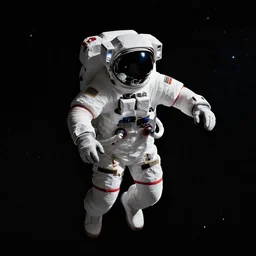 realistic astronaut drifting afloat in space, in the darkness away from anyone else, alone, digital render, detailed, black background dotted with stars, concept art, realistic, 8 k