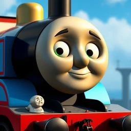 thomas the tank engine with geass in his left eye