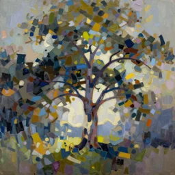 abstract oil painting of a tree by vasili kandinski