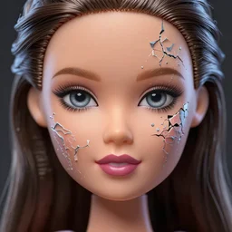 a hiper intricate face closeup of beautiful barbi doll, it falls apart into voronoi fractures, 3 d render, hyper realistic detailed portrait, ruan jia, wlop. scifi, fantasy, hyper detailed, octane render, concept art, by peter mohrbacher, by wlop, by ruan jia