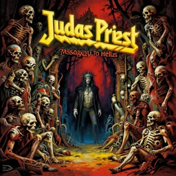 judas priest, passageway to hells entrance, adorned by decrepit and decaying souls, by giger : : 8, by gustave dore : : 5, by bekzinski : : 3, vivid and vibrant, high octane, cinematic lighting 4 k,