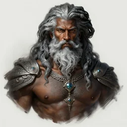 stunning god of sea portrait, beard, muscular, dark skin, fantasy, intricate, elegant, highly detailed, digital painting, artstation, concept art, smooth, sharp focus, illustration, art by krenz cushart and artem demura