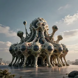 alien biomorphic living organism architecture, hyperrealistic digital art masterpiece, highly detailed, lee madgwick jason limon, dramatic lighting, long shot, wide angle, uhd 8 k, sharp focus