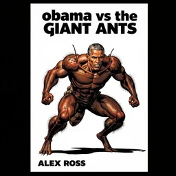 comic book cover of'obama vs the giant ants ', art by alex ross