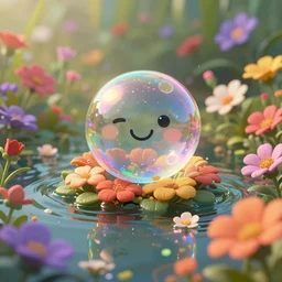 intricate colourful murky nature with cute friendly happy bubble funny face appearing from the flowers in water, in the style of craola, shallow depth of field, highly detailed, digital painting, trending artstation, concept art, illustration, cinematic lighting, vibrant colors, photorealism, epic, octane render