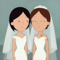 a scrinshort of beautiful painting, wedding couple in style of gravity falls cartoon, coherent symmetrical faces