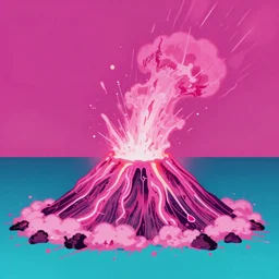 pink volcanic eruption magenta sky cyan ground high contrast lava spray vaporwave 1 9 9 6 windows xp