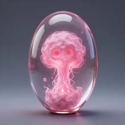 realistic oval glass filled with pink mysterious soul digital art, magic