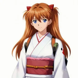 portrait of asuka langley from evangelion wearing a kimono, very beautiful, trending on artstation, sharp, detailed, high quality, 4 k