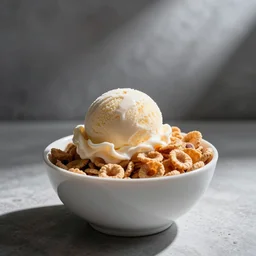 ice cream and cereal bowl, yum, photograph, 30mm photography