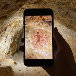 cave paiting of an iPhone
