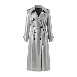 crystal trench coat, photorealistic, isolated on a pure white background, centered, entire object in frame, sharp focus, soft studio lighting