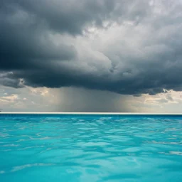 menacing clouds in the sky at the swimming pool, 8 k, hd, dof, kodak film, canon photo, rule of thirds, volumetric lighting, subsurface scattering, photorealistic, octane render, details