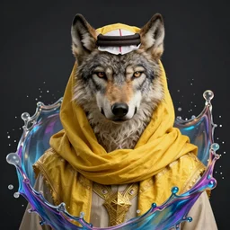 portrait of young wild arabian nomad half wolf, with yellow cloths, league of legends splash art, hearthstone splash art, full body shot, rule of thirds, ultrafine hyperrealistic detailed face, artgerm, greg rutkowski, trending on artstation, 8 k, intricately detailed, highly detailed