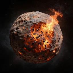 Digital art of a meteorite containing an ant colony burning up in the atmosphere, by Jessica Rossier and Wayne Barlowe  4k prehistoric geology space hubble start nebula