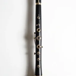 elegant oboe, high detail macro photography, isolated on a pure white background, centered, entire object in frame, sharp focus, soft studio lighting