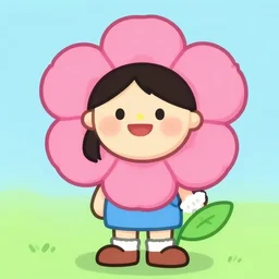 pretty cartoonish flower woman