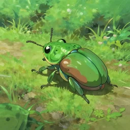 A Toad riding beetle by Dice Tsutsumi, Makoto Shinkai, Studio Ghibli
