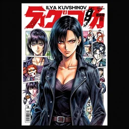 professionally drawn 9 0 s seinen seinen seinen mature cyberpunk horror detective action manga comic cover, full color, beautifully drawn coherent professional, drawn by ilya kuvshinov, ilya kuvshinov, and hiromu arakawa and tsutomu nihei. japanese script on the cover. stern woman in foreground. award - winning manga.