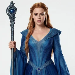 rachel mcadams as a sorceress, passionate, seductive, sweaty, intricate dressed in ornate blue robes and staff, lovely, intricate, highly detailed, digital painting, artstation, concept art, smooth, sharp focus, illustration, unreal engine 5, 8 k, art by artgerm and greg rutkowski and alphonse mucha