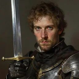 portrait of a knight, holding a sword, victorian, concept art, detailed face, fantasy, close up face, highly detailed, cinematic lighting, digital art painting by greg rutkowski